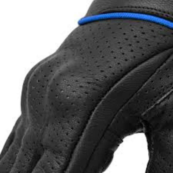 Vegas Black Leather Motorcycle Gloves – Blue Trim – XL - Picture 2 of 2